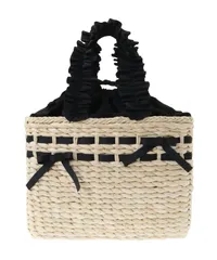 [メゾン ド フルール] ﾊﾝﾄﾞﾊﾞｯｸﾞ フリルハンドルメイズリボンカゴバッグ レディース ブラック