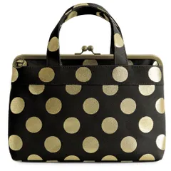 [AYANOKOJI] がま口 手提げ ハンド バッグ 帆布 (黒×金)