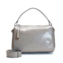 [バルコス] エナメル加工 天然皮革 光沢が美しい パテントレザー ハンドバッグ 上品 防水 撥水 2way ベージュ