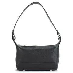 [バルコス] 上質な牛革 シュリンクレザー ハンドバッグ レディース 2way仕様 コンパクト ポーチ サブバッグ シンプル 底鋲付き 機能的なデザイン ブラック