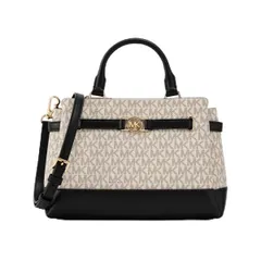 [Michael Kors] [マイケル・コース] REED センタージップ ベルテッド サッチェル スモール - MKシグネチャー バニラ/ブラック ※※