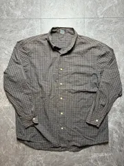 オールドネイビー チェックシャツ L 黒 グレー ゆるだぼ US古着 90s 00s  ストリート ビンテージ OLD NAVY ビッグシルエット アメカジ　Y2K