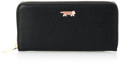 [Lisa Larson] Lisa Larson Round Zipper Long Wallet for Women - Slim, Large Capacity, Genuine Leather, Cowhide, Mikey Design, YKK Zipper, Made in Japan Leather, Lisa Larson LTLM-02 (Black)