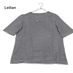 ●棚番号Q-4 レリアン　Leilian ボーダー　トップス　カットソー　 半袖　Tシャツ　定番　シンプル　レディース　9のサムネイル