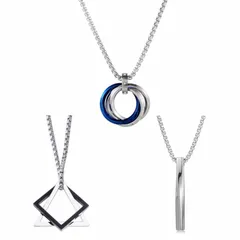 [サムコス] ネックレス メンズ 人気 アクセサリー 個性 トレンド ステンレス 合金製 シルバー シンプル ファッション 簡単な ファッション クール 誕生日プレゼント かっこいい メンズ メモリアルネックレス 様々なスタイル (60cm, A+B+C)