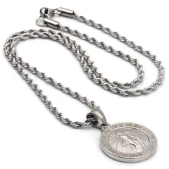 [silver KYASYA]奇跡のメダイ ネックレス シルバー 色 聖母 コインネックレス ロープチェーン 50cm 専用BOX付属