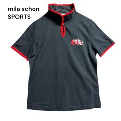 ●棚番号BA-5 ミラショーンスポーツ mila schon SPORTS 半袖 ポロシャツ M ブラック レッド ロゴ 刺繍 ゴルフウェア レディース 34870-112のサムネイル