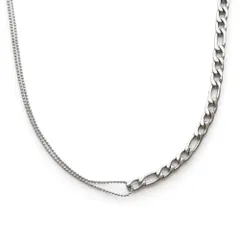 [ジュエル ボックス] JewelVOX ネックレス レディース サージカルステンレス 金属アレルギー対応 Wチェーン アシンメトリー (シルバー)