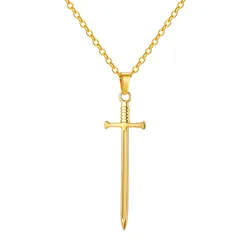 [Rockyu] ネックレス メンズ ステンレス ソード ペンダント ゴールド ブラック シルバー チェーン アクセサリー おしゃれ 日常使い プレゼント バレンタインデー クリスマス (ゴールド)