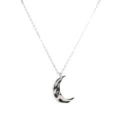 シルバー シルバー925 18K 18金 本物 三日月 スタイライズド ムーン クレセント チャーム ネックレス メンズ レディース ペンダント トップ シンプル 細い 小ぶり チェーン セット 本物 巾着付き カジュアル 可愛い かわいい 人気 ブランド ジ