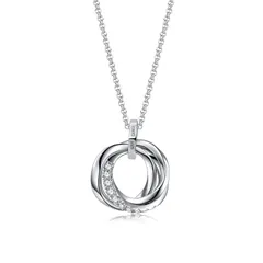 [FANCIME] ネックレス レディース [恋のハートビート] メビウス 3連 リング 無限 ジルコニア シルバー S925 カップル 記念日 おそろい プレゼント ギフトラッピング付き