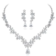 mecresh ネックレス ピアス セット レディース 高級キュービックジルコニア ウェディング ジュエリーセット 女性 アクセサリー 結婚式 二次会 パーティー ケース付き