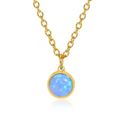 [Rockyu] ネックレス レディース 金青 金青 オーパルネックレス ステンレス鋼 金属アレルギー対応 誕生石 ネックレス ブルー ゴールド 一粒 大粒 オーパルペンダント オシャレ アクセサリー 母の日ギフト