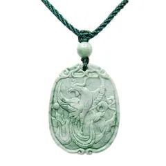 石街 鳳凰 彫り 良質 ひすい 本翡翠 天然石 ネックレス 高貴 女王 護符