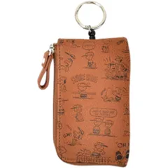 [スヌーピー]定期入れ パスケース 合皮 リール キーケース 小物入れ レディース メンズ 通勤 通学 旅行 大人 学生 可愛い おしゃれ キャラクター グッズ ブラウン(SPZ-3776)