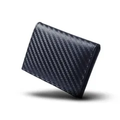 パスケース カード入れ カーボンレザー 二つ折り 本革 メンズ ビジネス S-31A Design１カーボン【Navy】