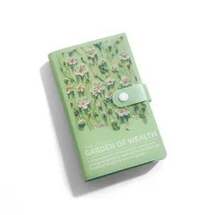 手帳型貯金ファイル 紙幣100枚収納 ボタン留め おしゃれ お金仕分け 子供用 大人用 ギフト (緑)