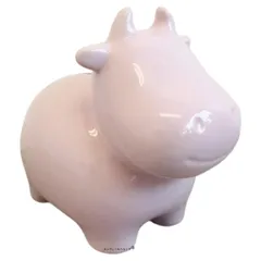陶器製 貯金箱 ウシ ライトピンクのツヤがとてもきれい オブジェとしても素敵 毎日小銭を入れるのが楽しみになること間違いなし リニューアル2025
