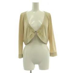 フォクシーニューヨーク FOXEY NEW YORK カーディガン ボレロ 長袖 ショート丈 ワンカラー ストレッチ 40 ベージュ /BB ■GY19