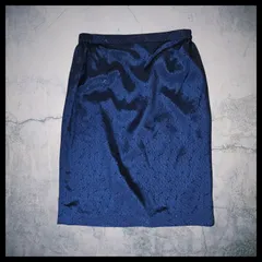 ネイビー フレアスカート ミモレ丈 光沢素材 上品 きれいめ フェミニン レディース 古着