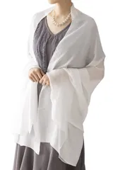 [アウニイ] 大判 パーティー ストール ショール マフラー 結婚式 お呼ばれ レディース UV ロング スカーフ ３タイプ 華奢 二次会 1.5次会 フォーマル 羽織物 女子会 シフォン 柔かな すとーる スカーフ 薄手 羽織り 冷 [ホワイト / 069]