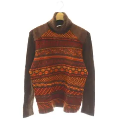 ヴェルサーチクラシック ヴェルサーチェ VERSACE CLASSIC ニット セーター 長袖 タートルネック XL 茶 オレンジ ■GY11 /SY ■OSのサムネイル