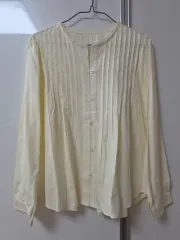 アイボリー ピンタック ブラウス 長袖 シャツ