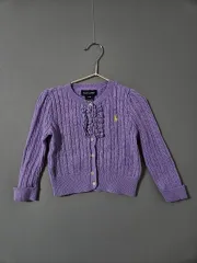 ポロラルフローレン キッズ パープル フリル カーディガン 24M