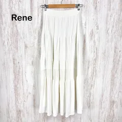美品 Rene ルネ ストレッチ ティアード ロング フレアスカート ホワイトのサムネイル