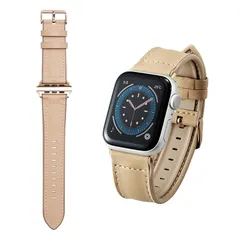 【新品】 エレコム Apple Watch (アップルウォッチ) バンド 41mm 40mm 38mm [Apple Watch 8 7 SE2 SE 6 5 4 3 2 1 対応] 革 ソフトレザー ハイブリッド ベージュ AW-40BDLHVBE 1