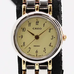 新品同様 稼働 セイコー クレオ SWZJ003/2P21-0180 SS QZ ゴールド文字盤 レディース腕時計 2000000 NSK ABC21088 KMT