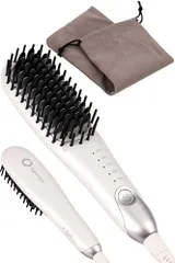 【送料無料】Agetuya アゲツヤ ヒートブラシ ポータブル ミニブラシ アイロン ホワイト | 海外対応 ストレート ヘアアイロン 軽量 痛まない プロ仕様 210℃ 63d532ba