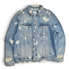 ZARA ザラ クラッシュ加工 ダメージ加工 デニムジャケット トラックジャケット Gジャン サイズXL インディゴ メンズ