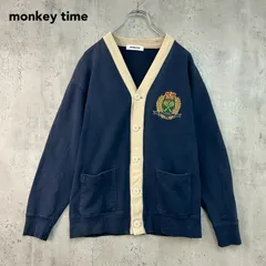 monkey time モンキータイム ネイビー 8327-699-0045 カーディガン スウェット バイカラー エンブレム 刺繍 ワッペン テニス 前開き ポケット トップス ユナイテッドアローズ カジュアル  サイズ表記なし ★ ◆■のサムネイル