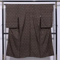 アンティーク 紬 袷 身丈146cm 裄丈62cm 正絹 Bランク 広衿 XSサイズ 菱 素朴 優しい 茶系 M4 1223-11604