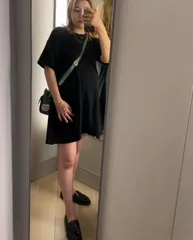 American Rag Cie アメリカンラグシー ワンピース ブラック コットン 無地 レース 半袖 ひざ丈