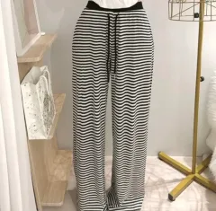 ストライプ ワイド トレーナー パンツ