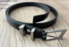 新品サンプル COMME CA MEN コムサメン シルバーバックル レザーベルト 05ブラック Fサイズ 9999 定価16,500円のサムネイル