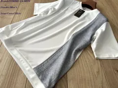 新品 COMME CA MEN コムサメン ケーブルコンビ ショートスリーブTシャツ 01ホワイト Mサイズ 42TM03 定価11,000円