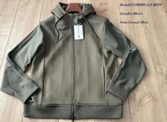新品訳有り COMME CA MEN コムサメン 保温性三層構造 ケーブルニットパーカー 20カーキ Lサイズ 90CM30 定価28,600円