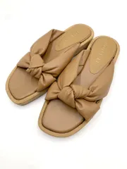 Le Talon ルタロン シンプル カジュアル クロスアッパー フラット ミュール サンダル sizeL/茶 ■◆ レディース