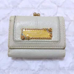 サマンサタバサプチチョイス フラワープレート 三つ折り財布 レザー がま口 イエロー