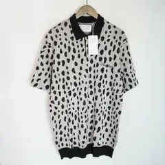 新品 24SS WACKO MARIA ワコマリア 半袖 ニット ポロ シャツ レオパード 豹 24SS-WMK-KN10 サイズL 総柄 灰2122Q♪