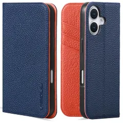 ☆新品☆VISOUL iPhone16 対応 ケース 手帳型 本革 スマホケース アイフォン16 MagSafe対応 アイホン16ケース 横置きスタンド機能 カード収納 携帯カバー 全面保護 マグネット 柔軟なTPU素材 アイホン16 ネイビ 7d3f7dbd