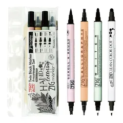 新品 呉竹 ペン ブラックツインマーカーセット 4本 MSTC/4VBKのサムネイル