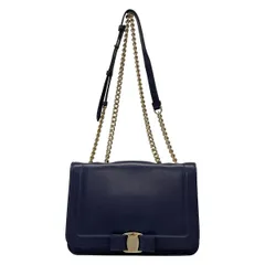 FERRAGAMO/SalvatoreFerragamo(サルバトーレフェラガモ) ショルダーバッグ ヴァラ 21G878 ネイビー チェーンショルダー レザー