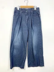 北欧暮らしの道具店 立体感 すっきり見えインタックのワイド デニムパンツ sizeM/インディゴ  ■■◎レディース