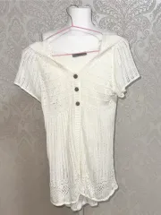 日本 ヴィンテージ 白 ニット カーディガン