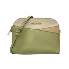 マイケルコース ショルダーバッグ美品  JET SET TRAVEL ドーム クロスボディ ミディアム ライトグリーン×白×ベージュ チェーンショルダー