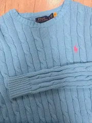 ポロニット スカイブルー ピンクポニー コットンセーター ニット